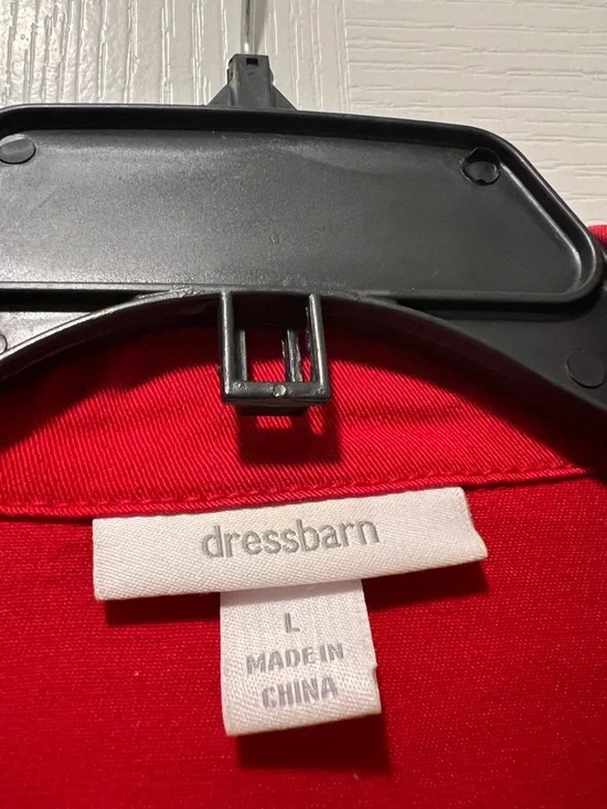 Red Button-Front Denim Jacket - Picture 3 of 3